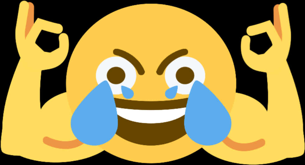 Strong Laughing Emojiwith Tears PNG