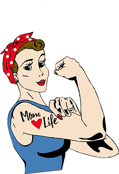 Strong Mom Life Illustration PNG