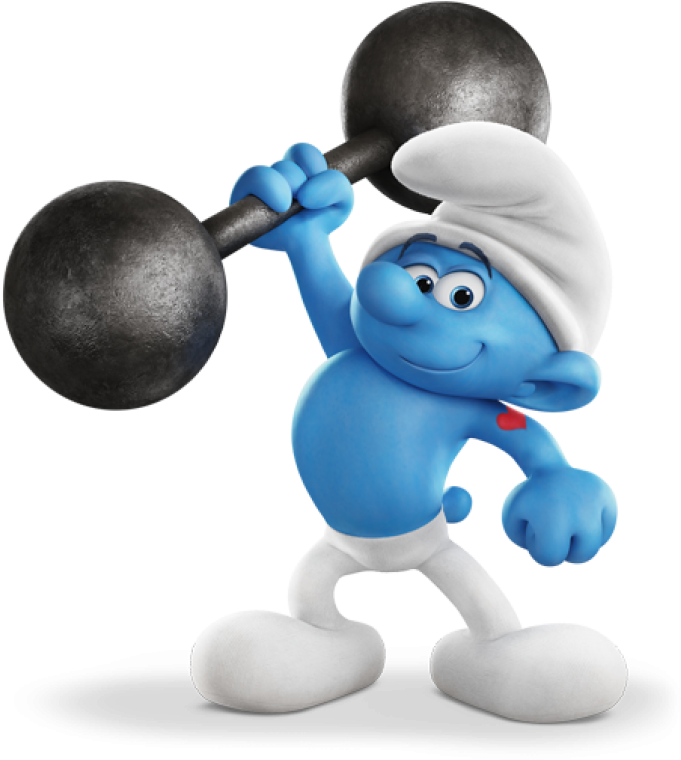 Strong Smurf Lifting Weights PNG