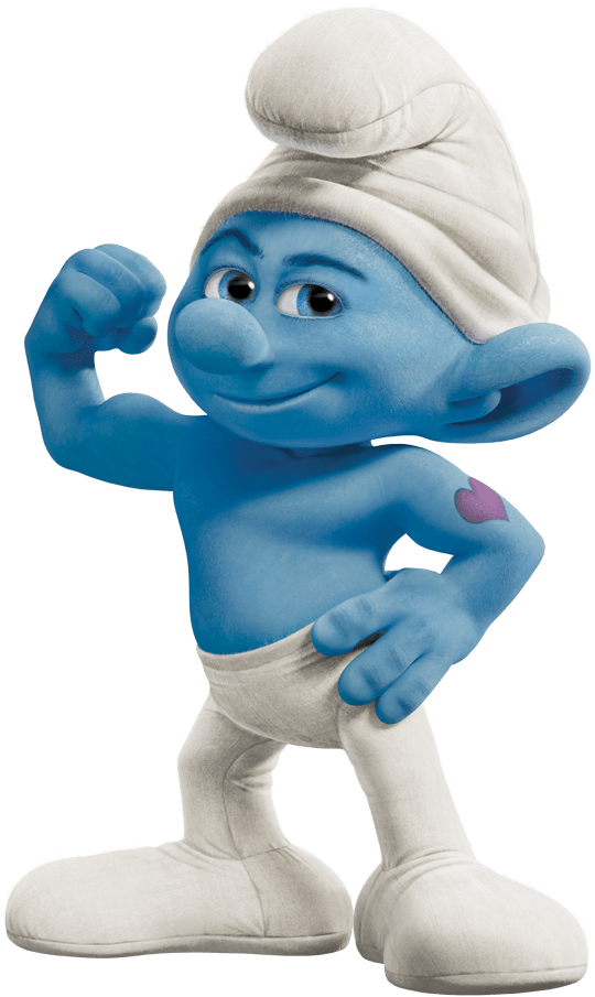 Strong Smurf Showing Muscles PNG