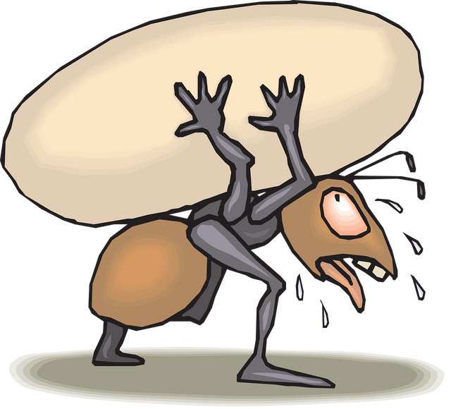 Struggling Ant Cartoon PNG