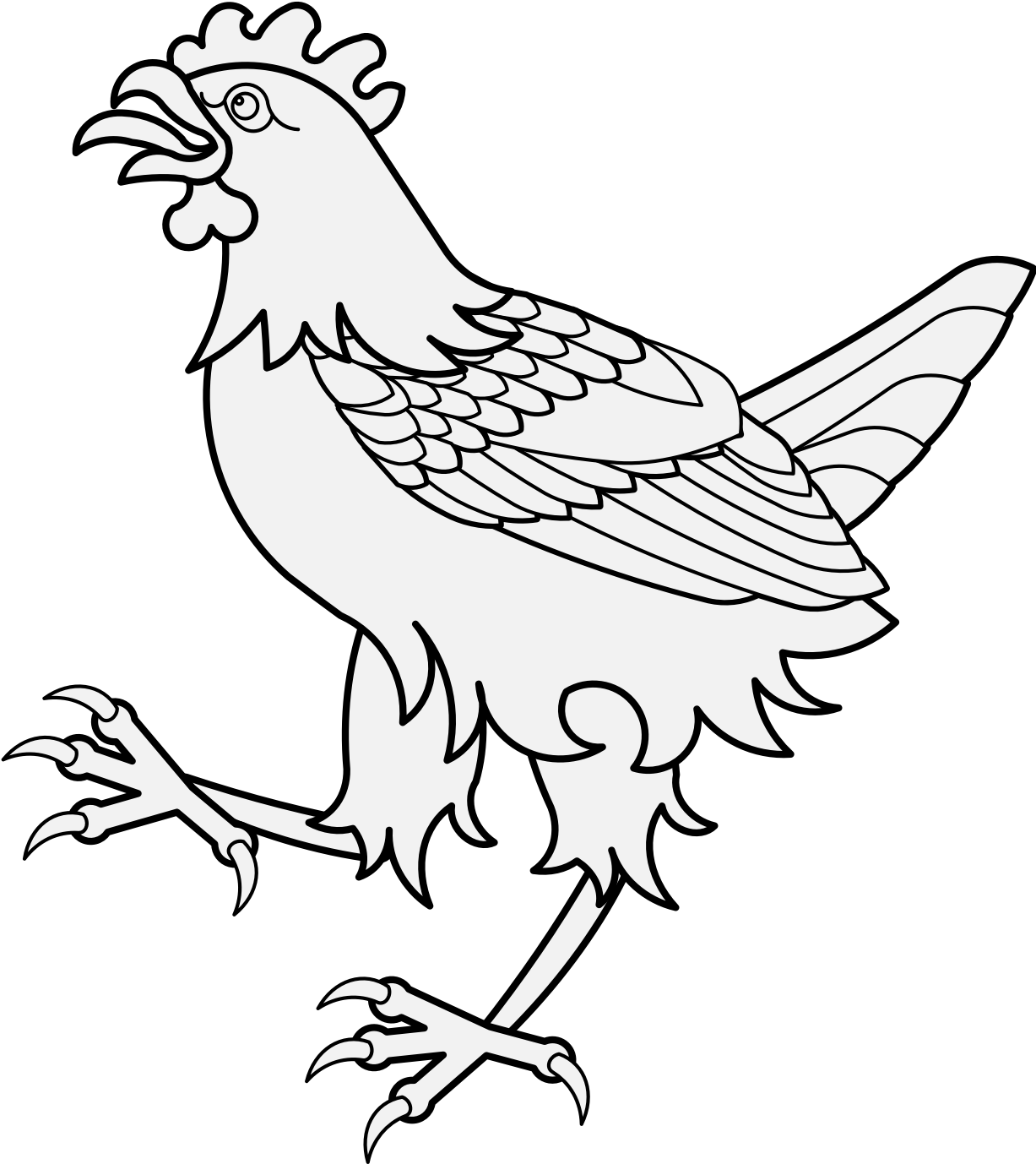 Strutting Rooster Line Art PNG