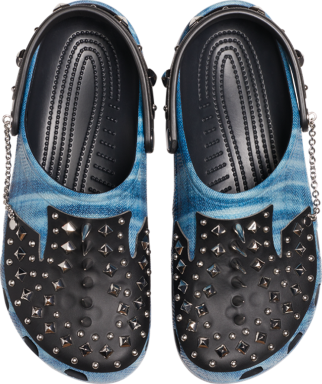 Studded Blue Denim Crocs PNG