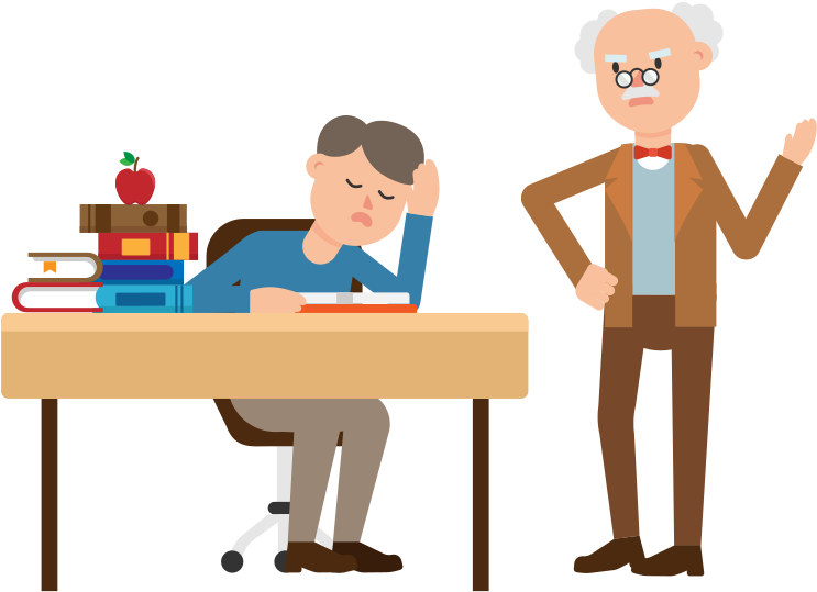 Student Asleep During Lesson PNG