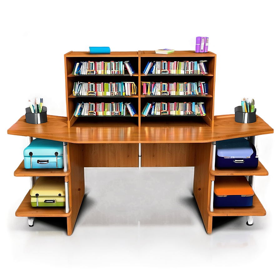 Student Desk With Bookshelf Png 27 PNG