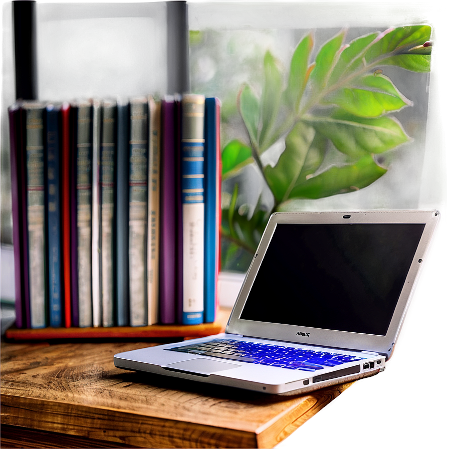Student Laptop Mockup With Textbooks Png Pxt3 PNG