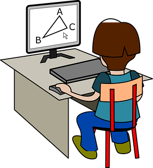 Student Studying Geometryon Computer PNG