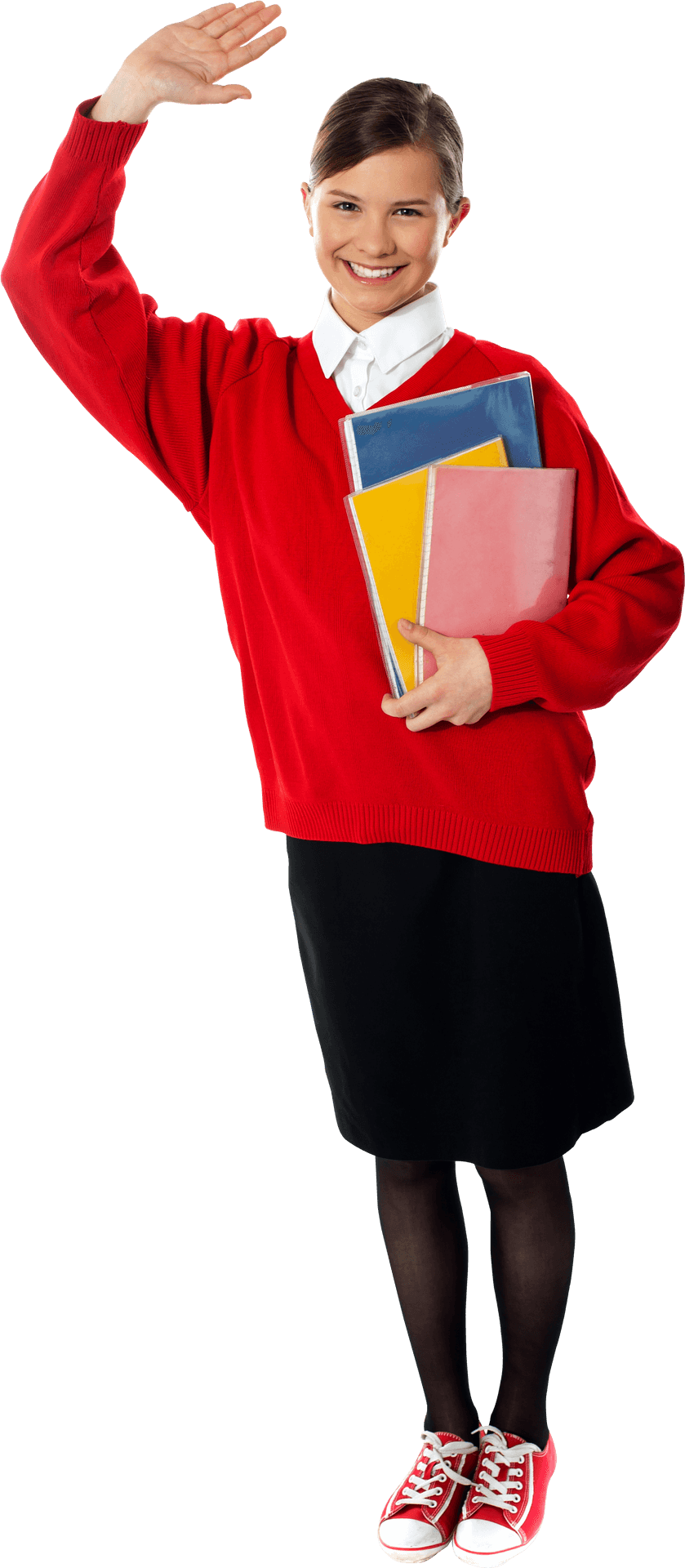 Student Waving Hello With Books PNG