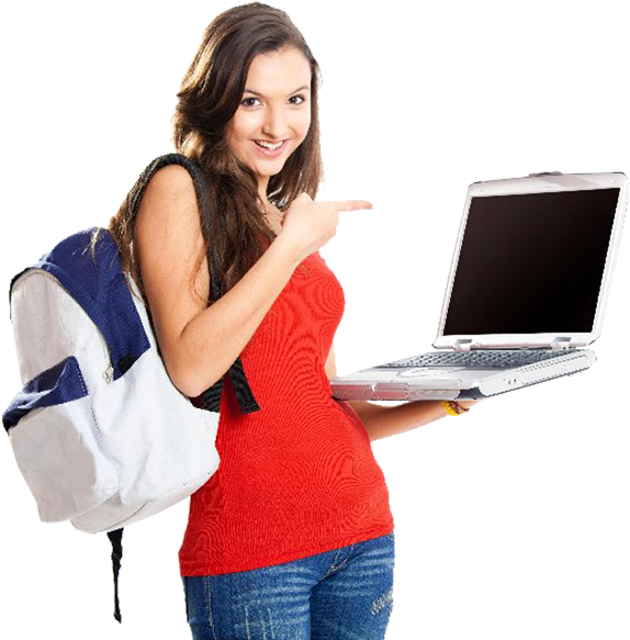 Student With Laptop Pointing PNG