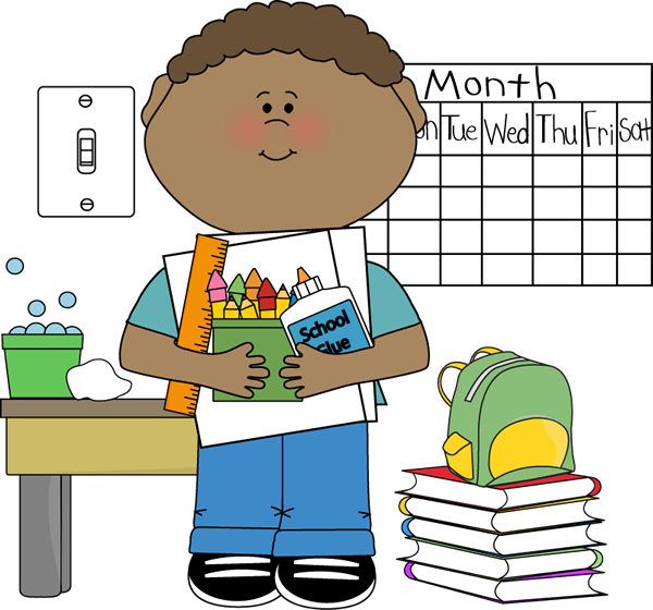 Student With School Supplies Cartoon PNG