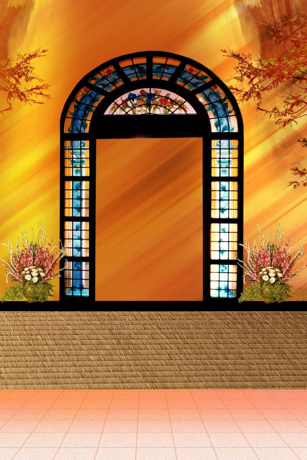 A Stained Glass Window In A Room