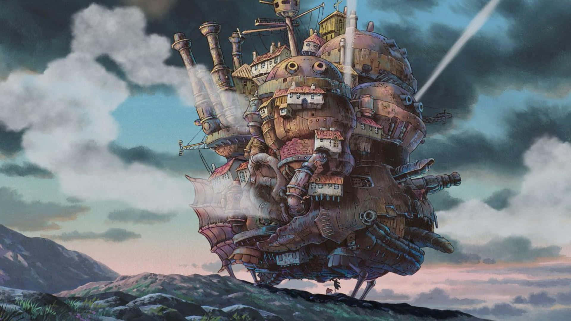 Et drømmende landskab af Studio Ghibli vidunderlighed. Wallpaper