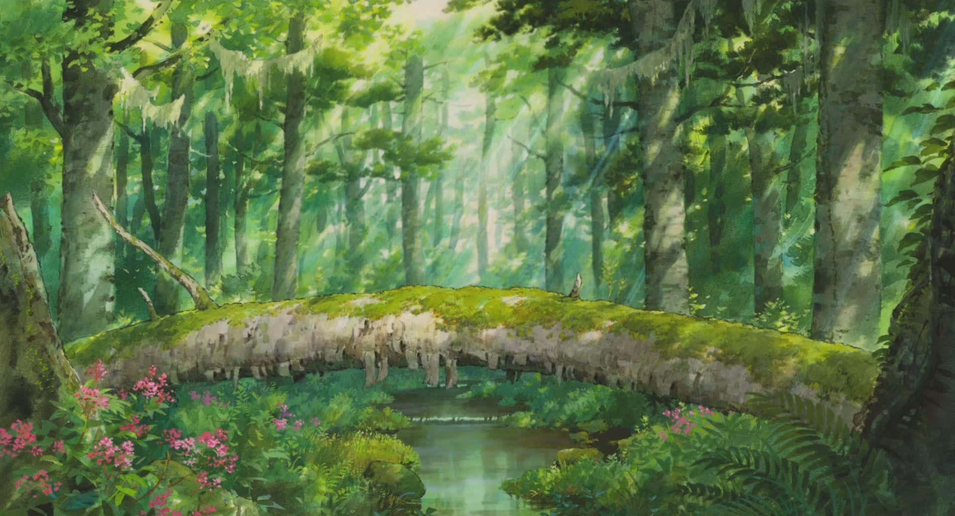 ¡descubrela Magia De Studio Ghibli Con Este Estudio De Escritorio Estético! Fondo de pantalla