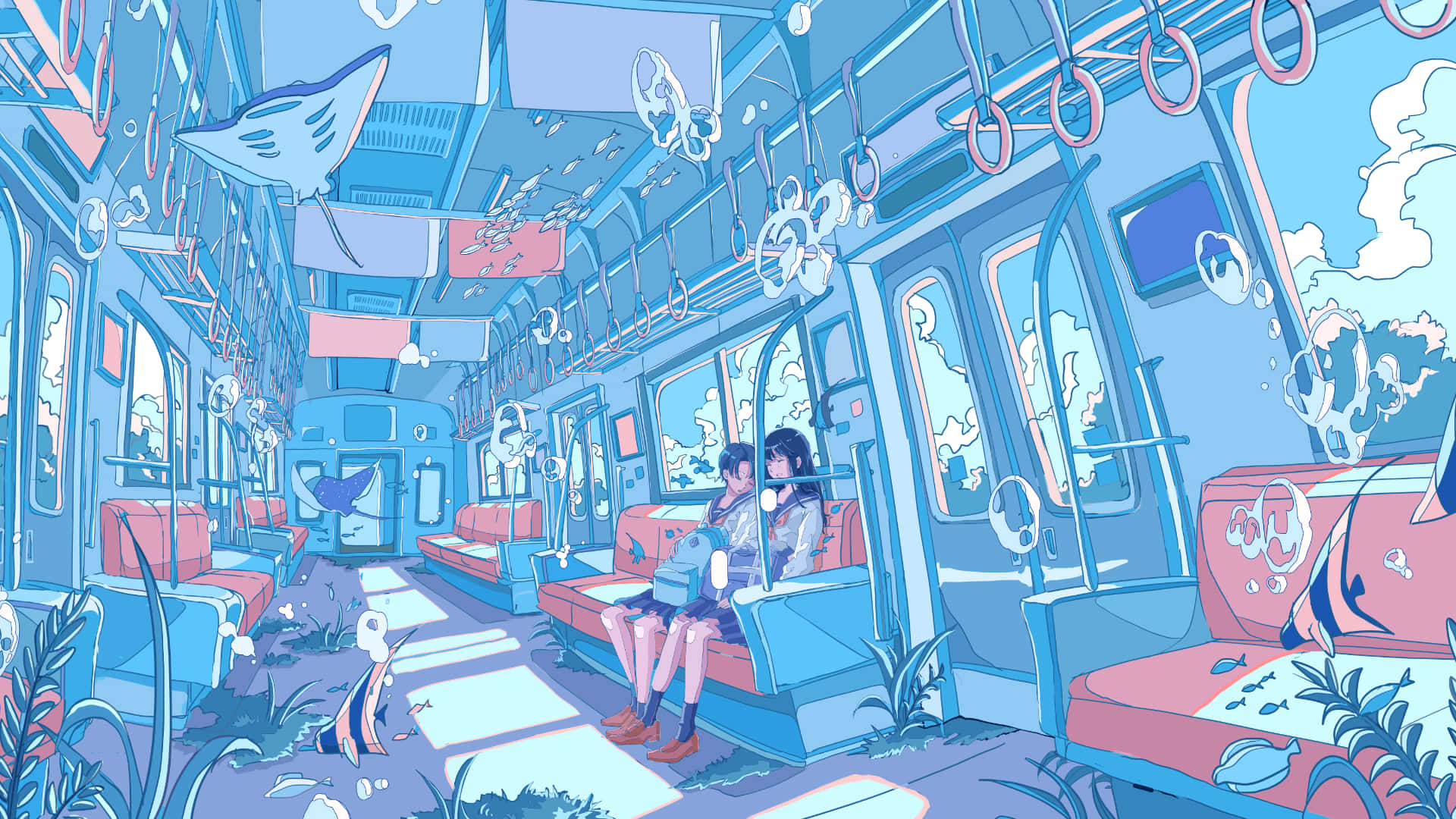 A tranquil, Studio Ghibli-themed desktop background Wallpaper