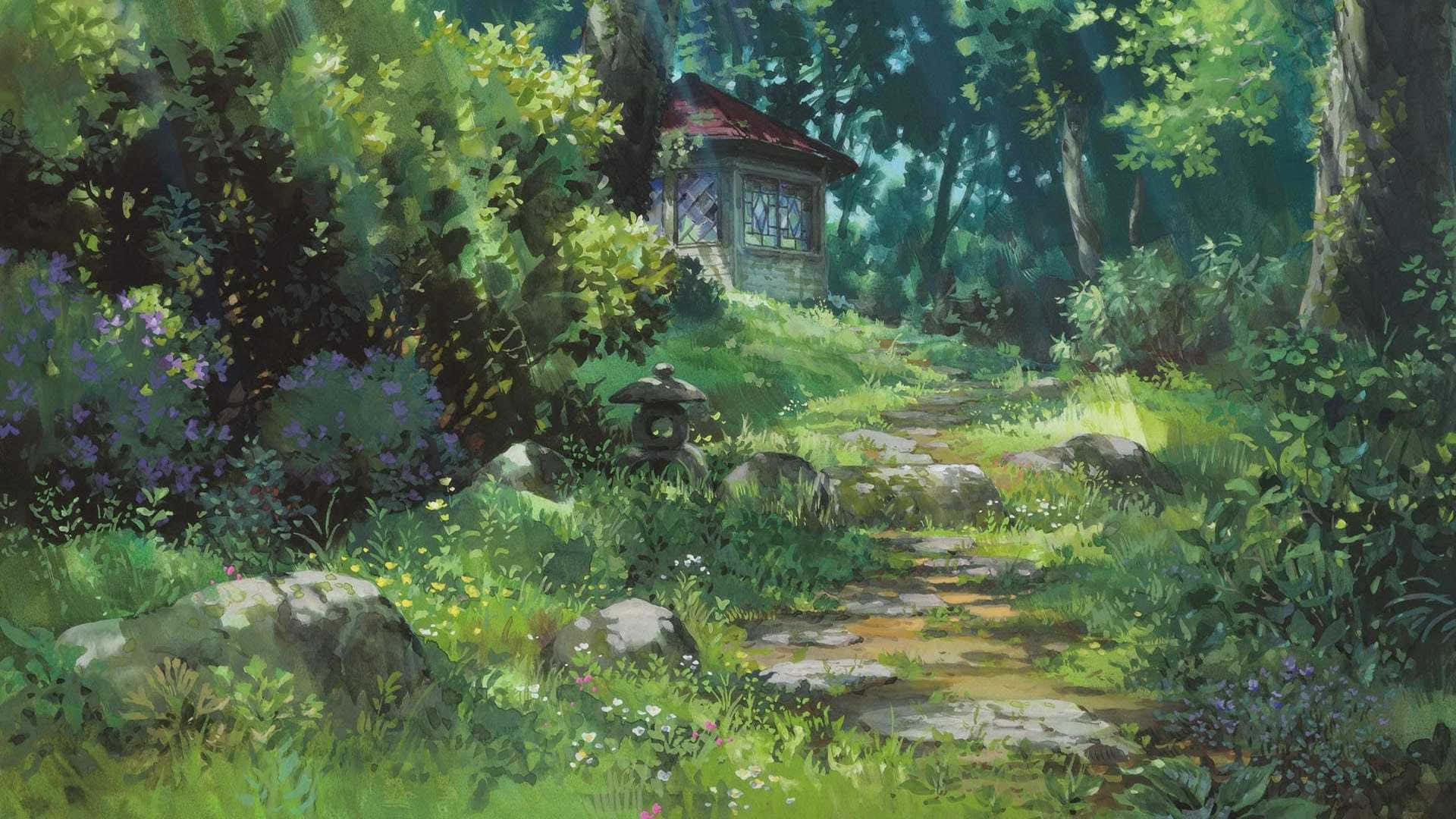 Tag på et eventyr med Studio Ghibli's æstetiske skrivebord! Wallpaper