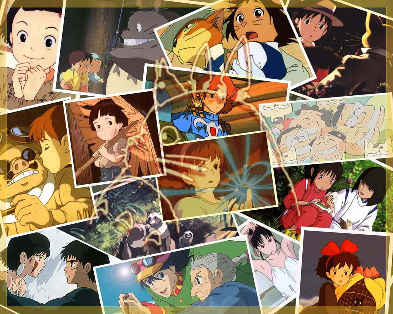 "An Aesthetic Desktop Surrounded by the Magic of Studio Ghibli" Wallpaper