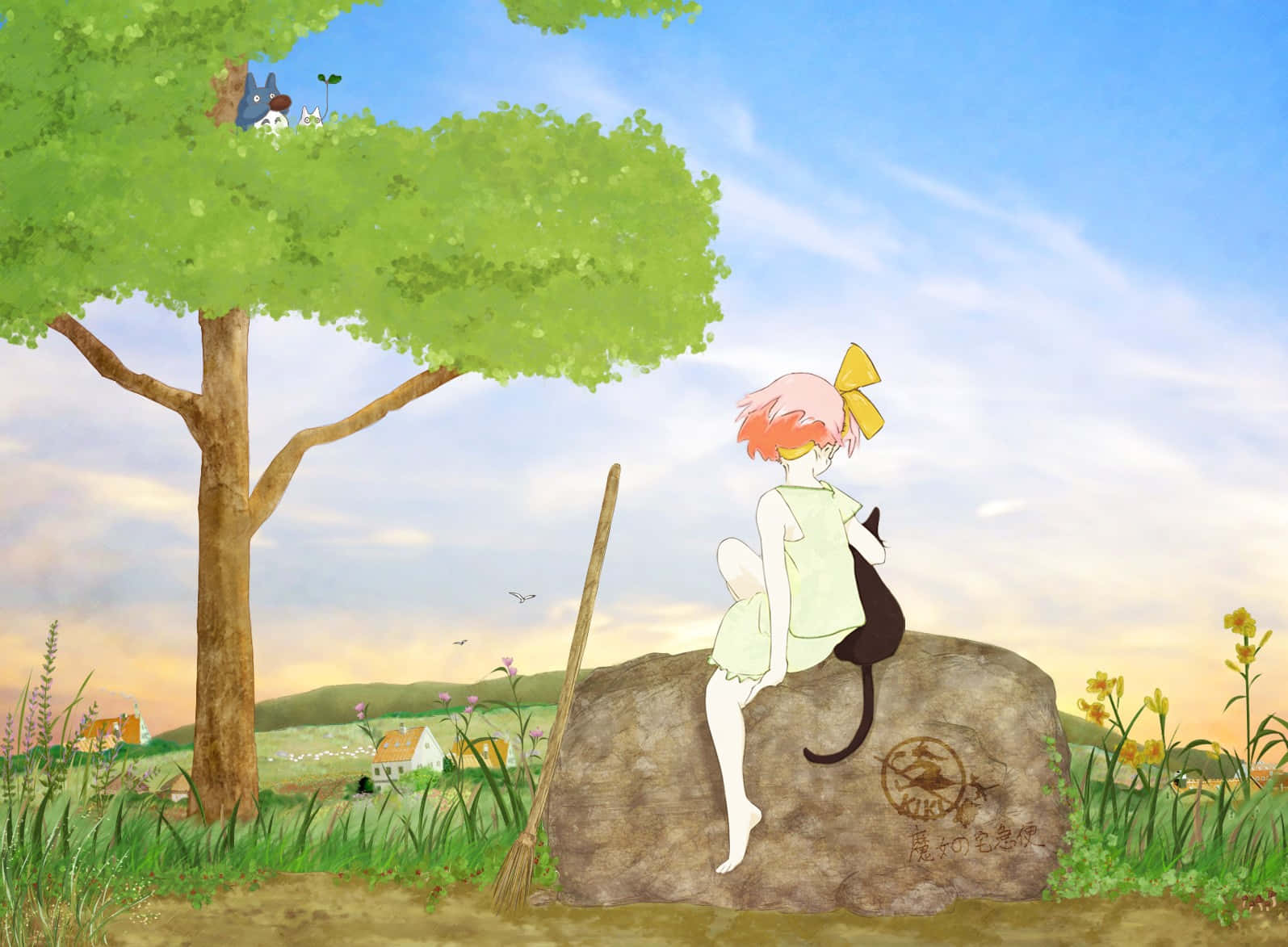 Percase Em Um Mundo Colorido E Lúdico Com Este Papel De Parede Para Desktop Estético Do Studio Ghibli! Papel de Parede