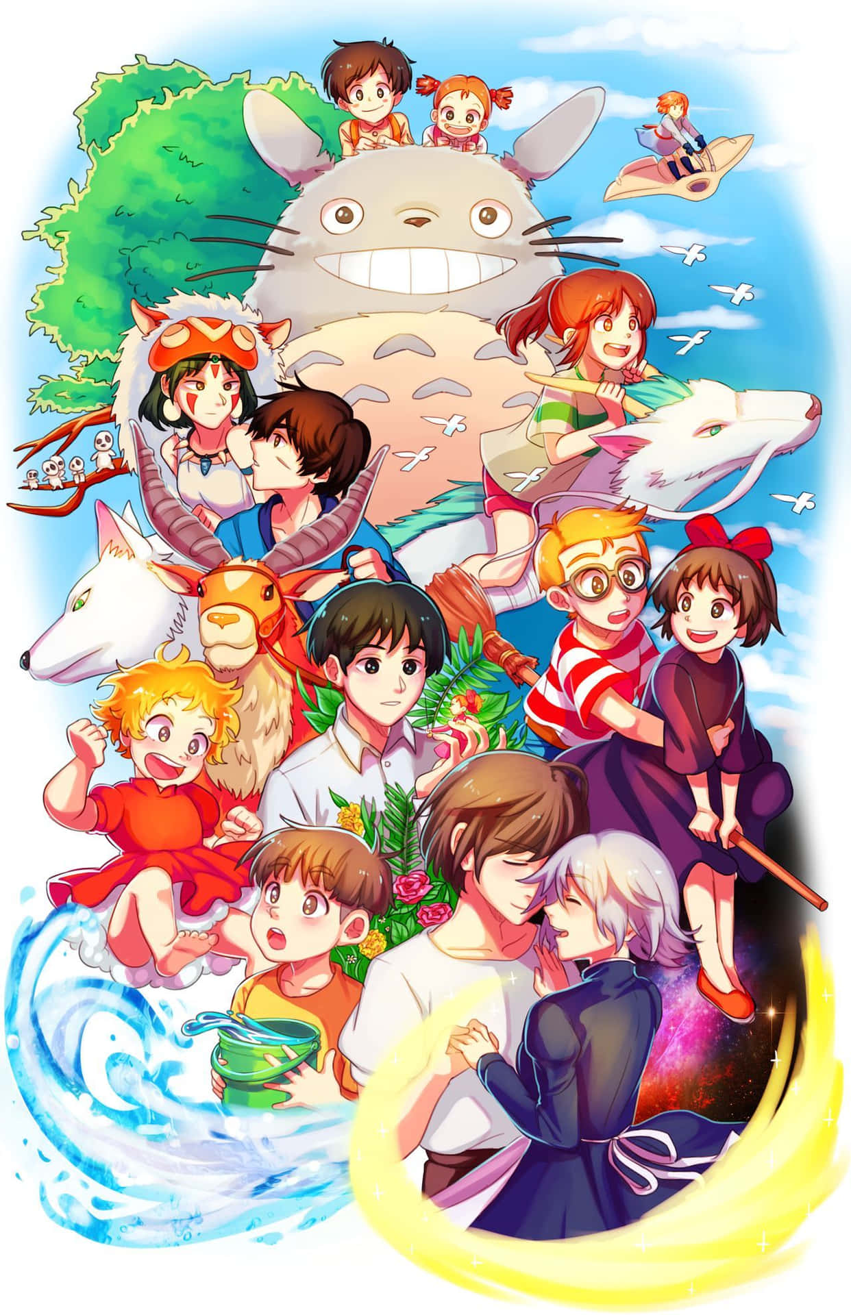 Enchanting Studio Ghibli Art Showcasing the Spirited World of Hayao Miyazaki Wallpaper