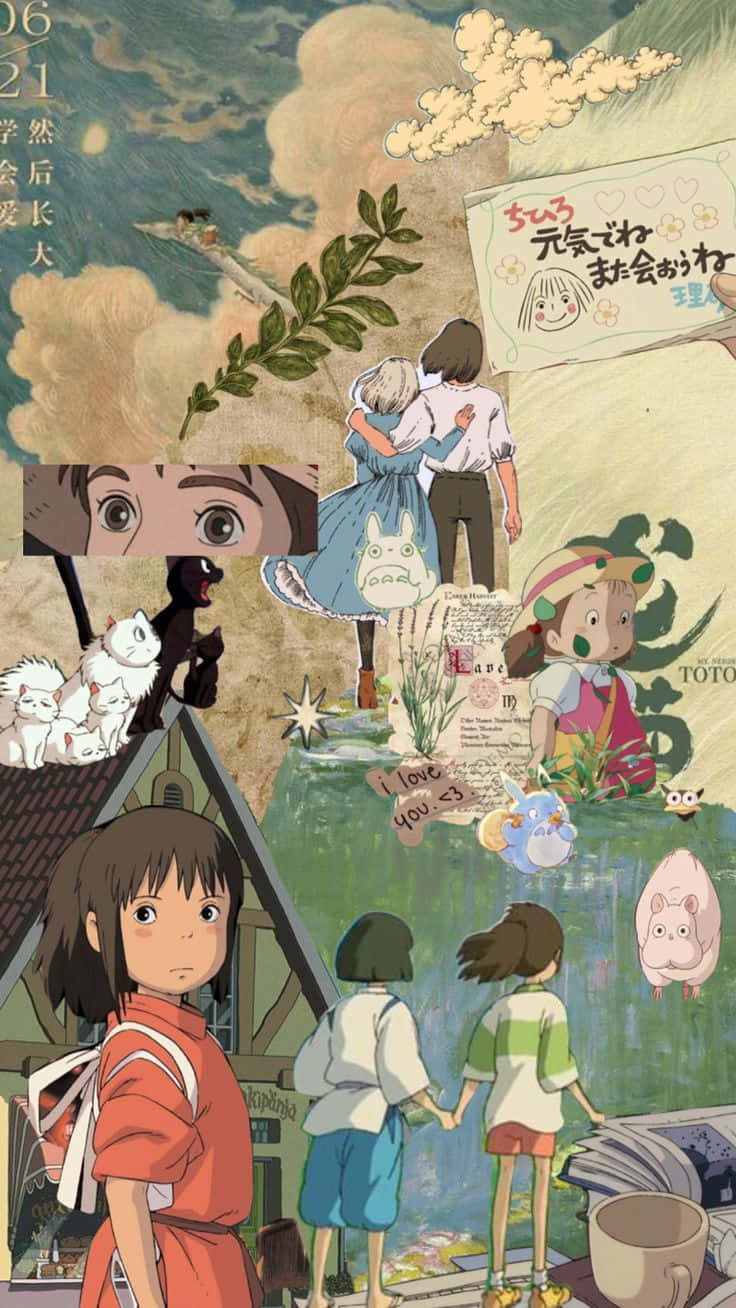 Studio Ghibli Collage Aesthetic Wallpaper