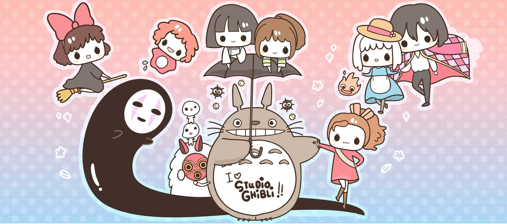 Studio Ghibli Cute Character Collage Wallpaper