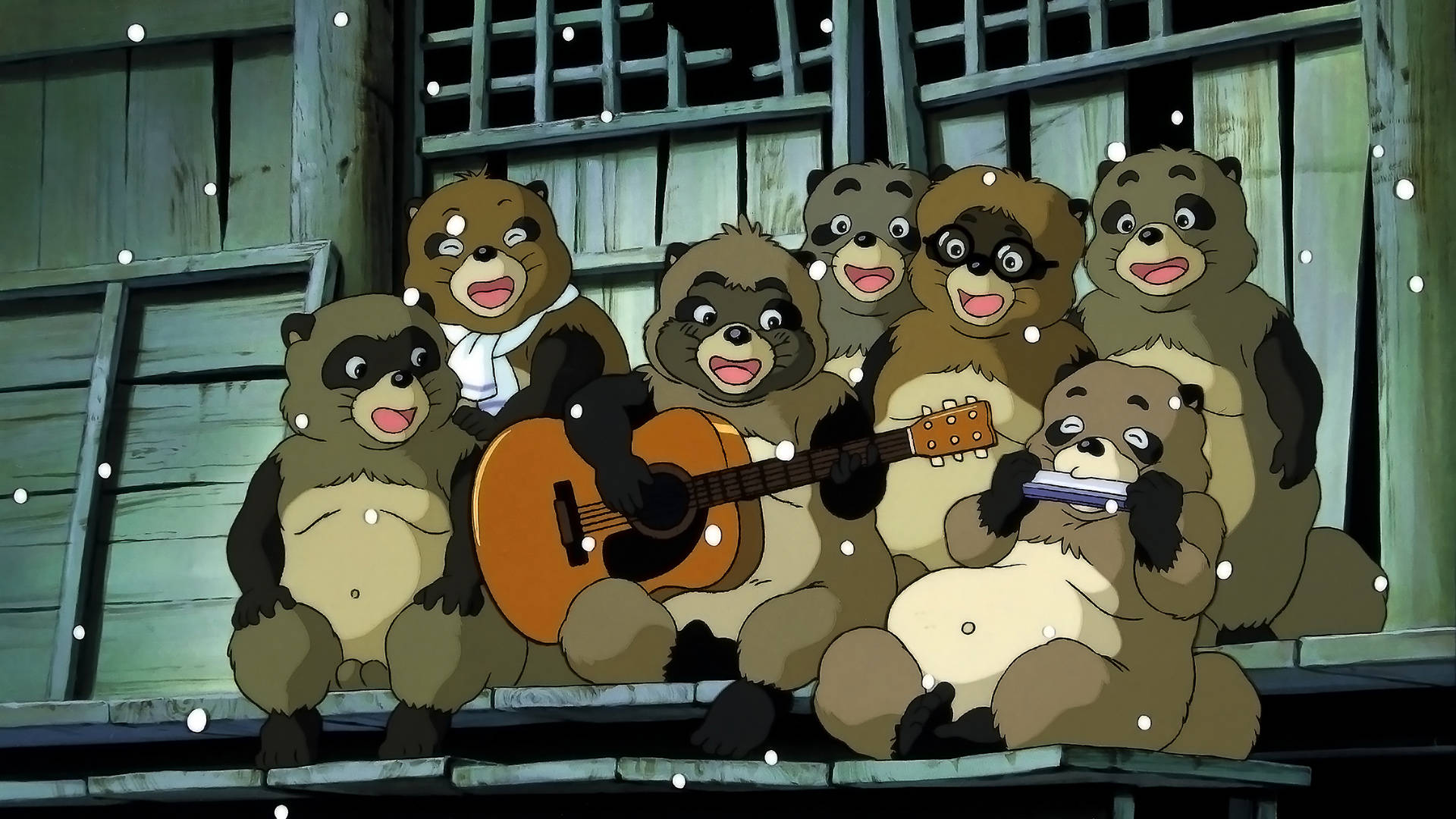 Studio Ghibli Desktop Jamming Raccoons Wallpaper