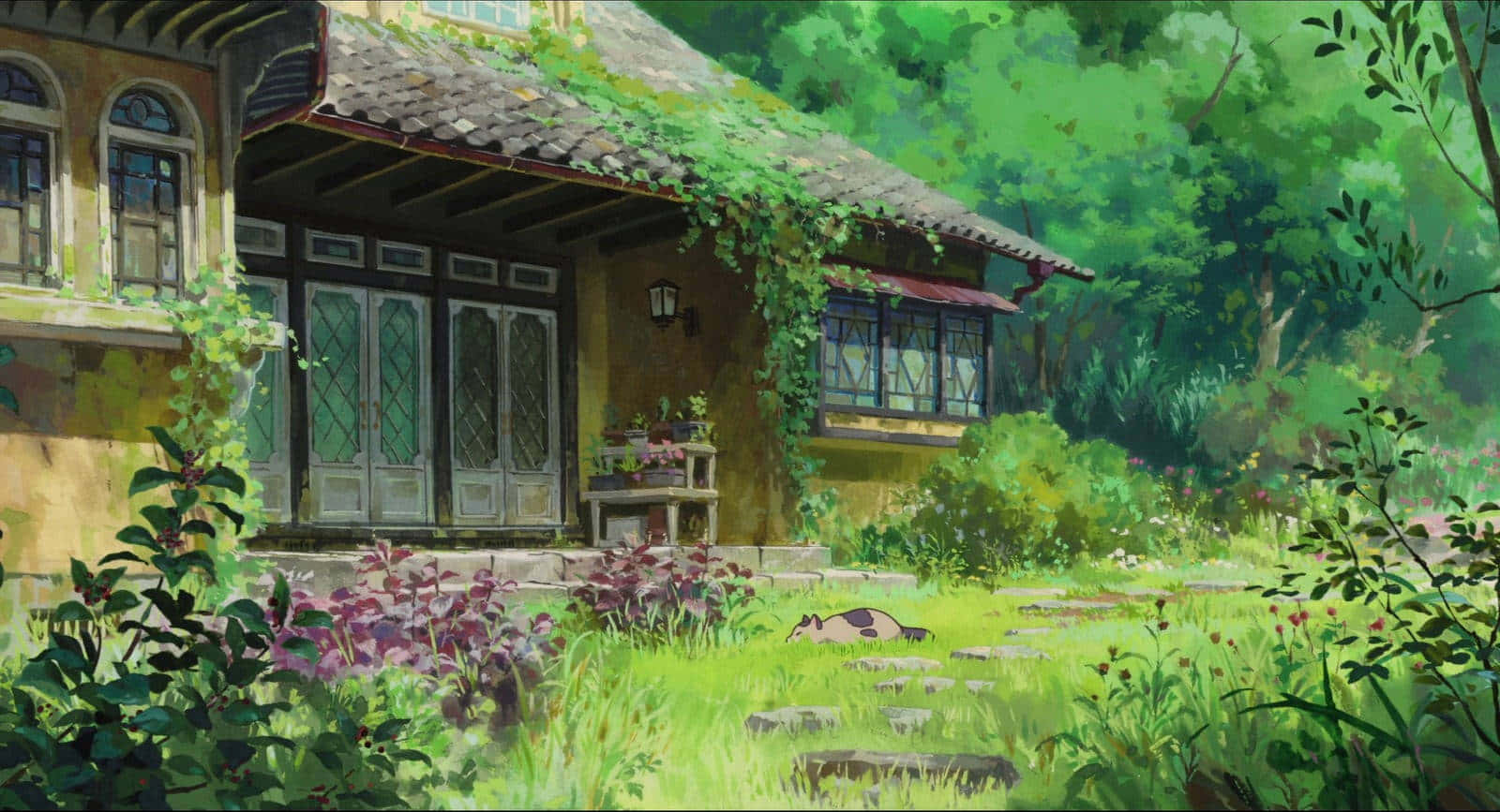 Studio Ghibli Tuin Cottage Esthetiek Achtergrond