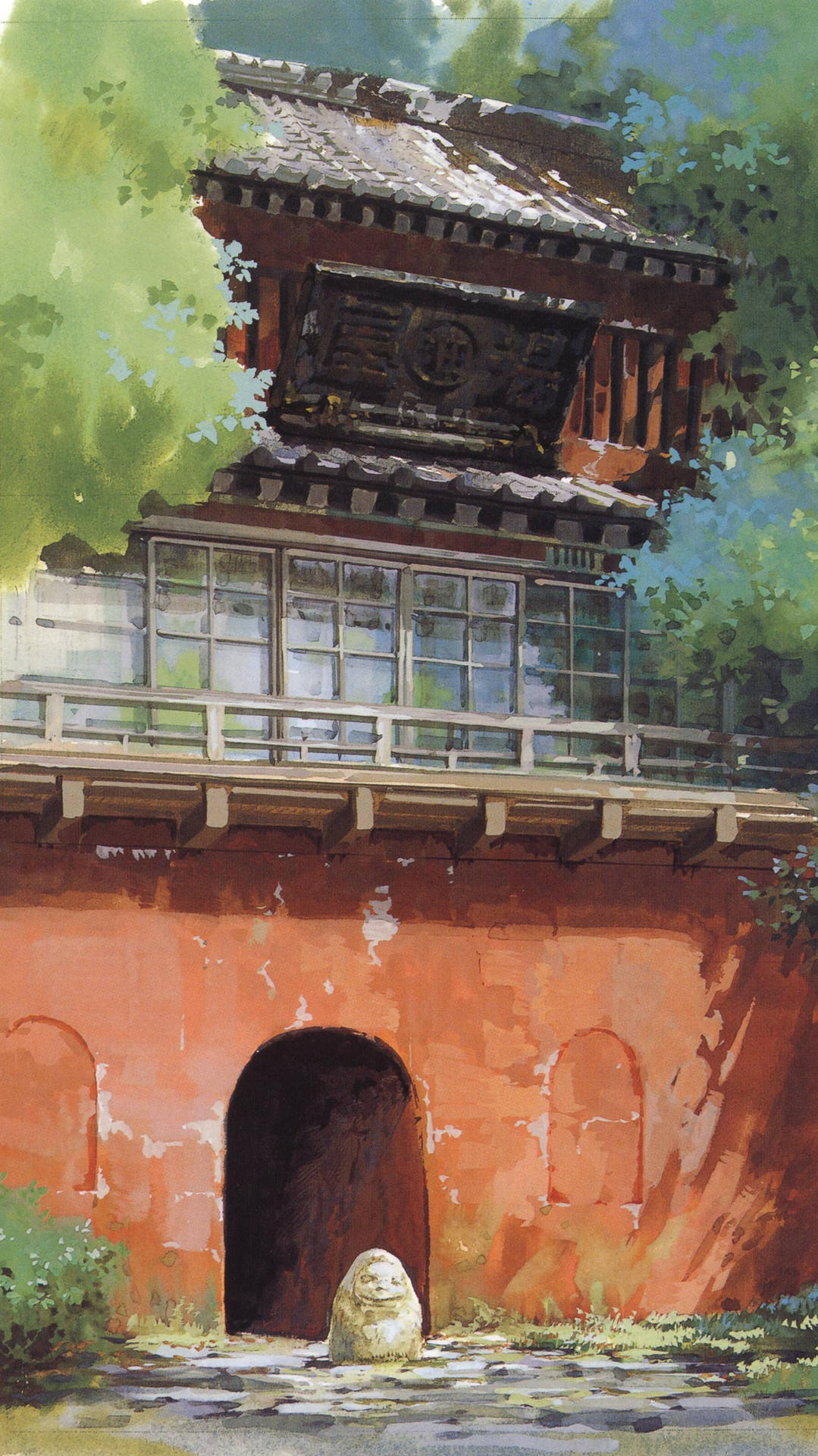 Wallpaper!lås Upp Din Inre Miyazaki Med Denna Studio Ghibli Iphone-bakgrundsbild! Wallpaper