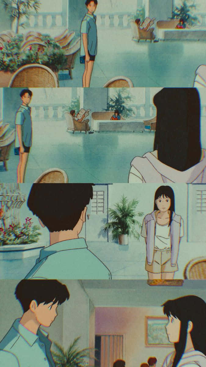 Studio Ghibli's Ocean Waves Scenic Background Wallpaper