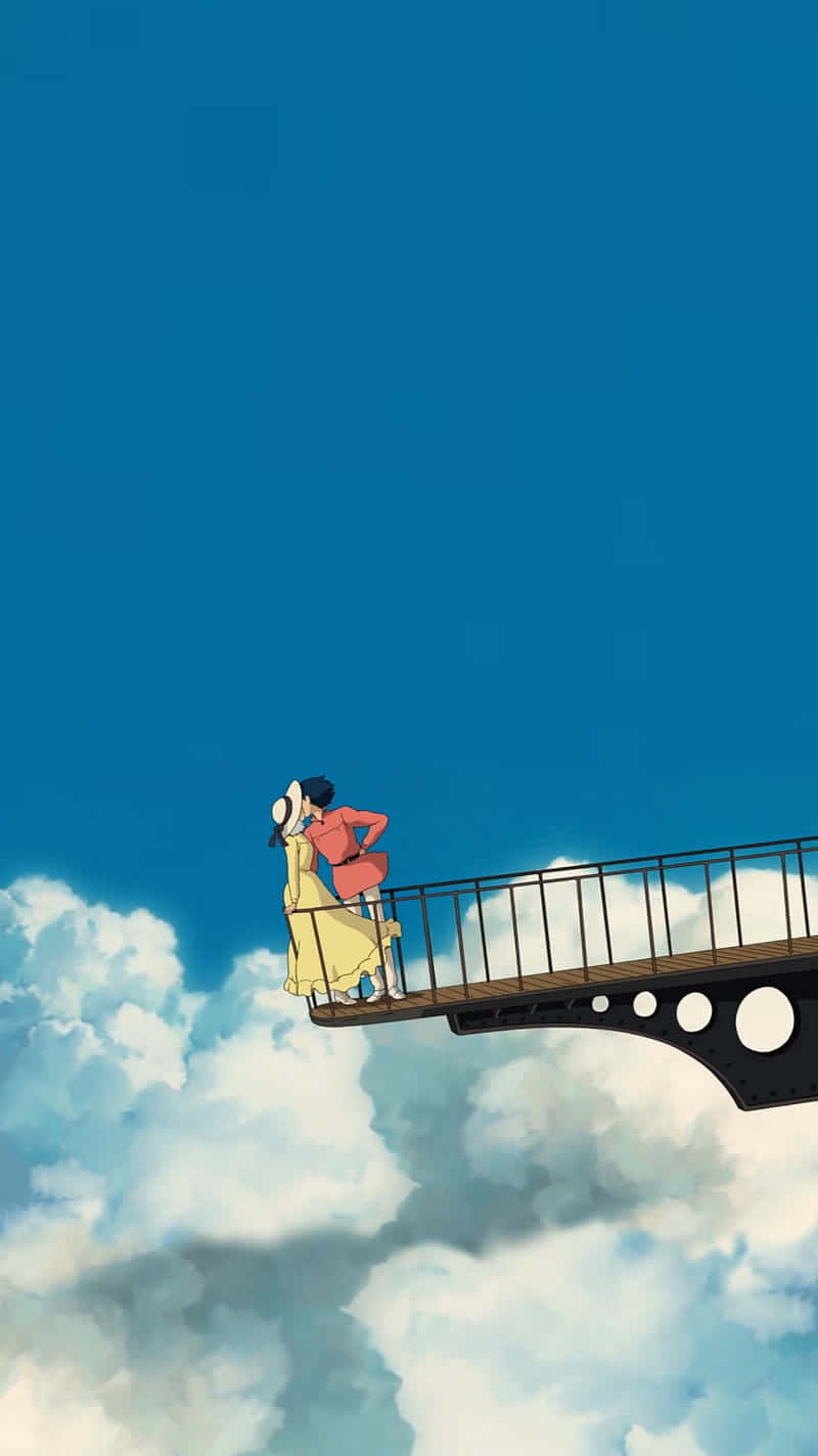 Sophie And Haru Kiss Studio Ghibli Phone Wallpaper
