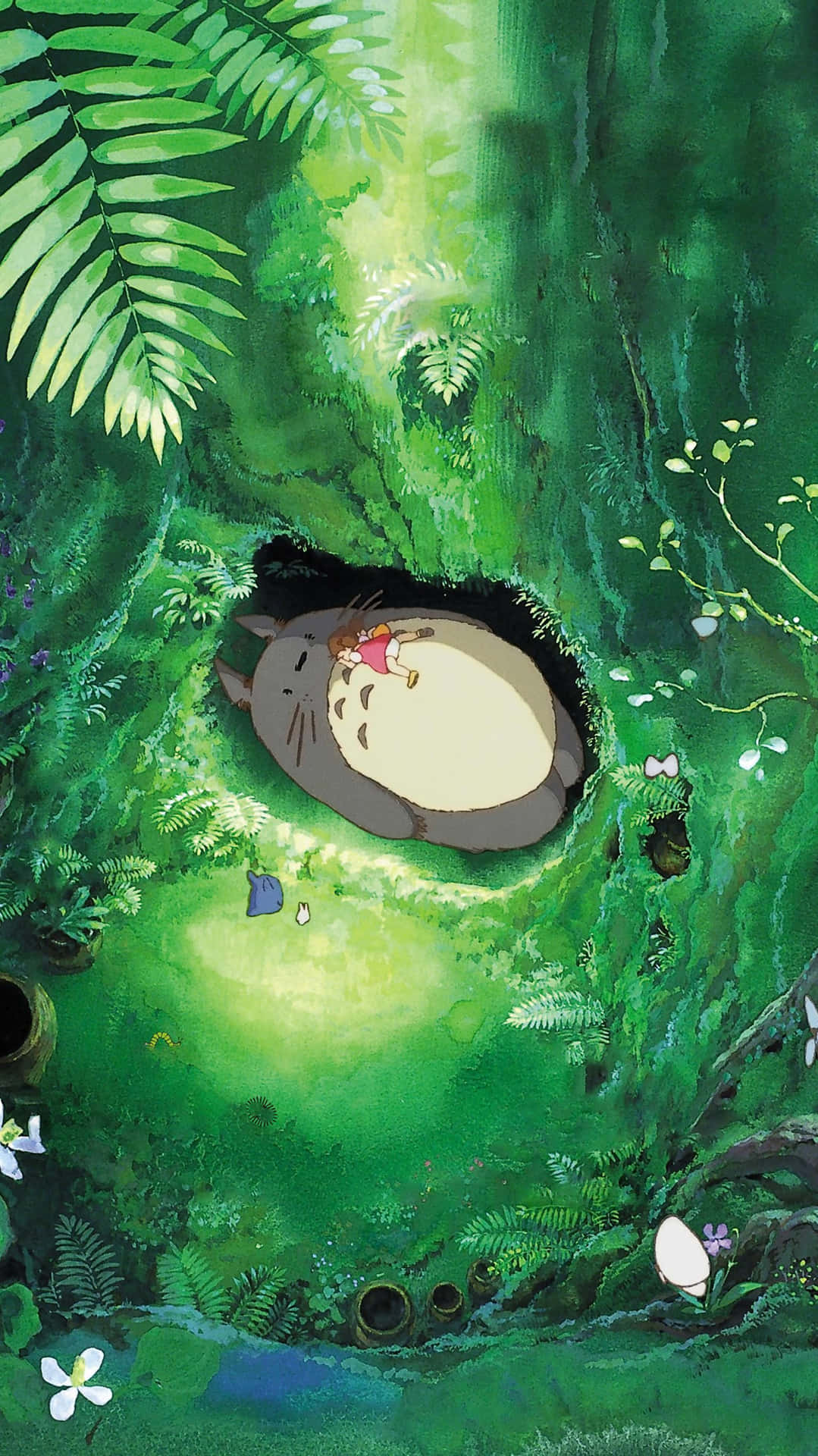 Ilmio Vicino Totoro Studio Ghibli Sullo Schermo Del Telefono. Sfondo