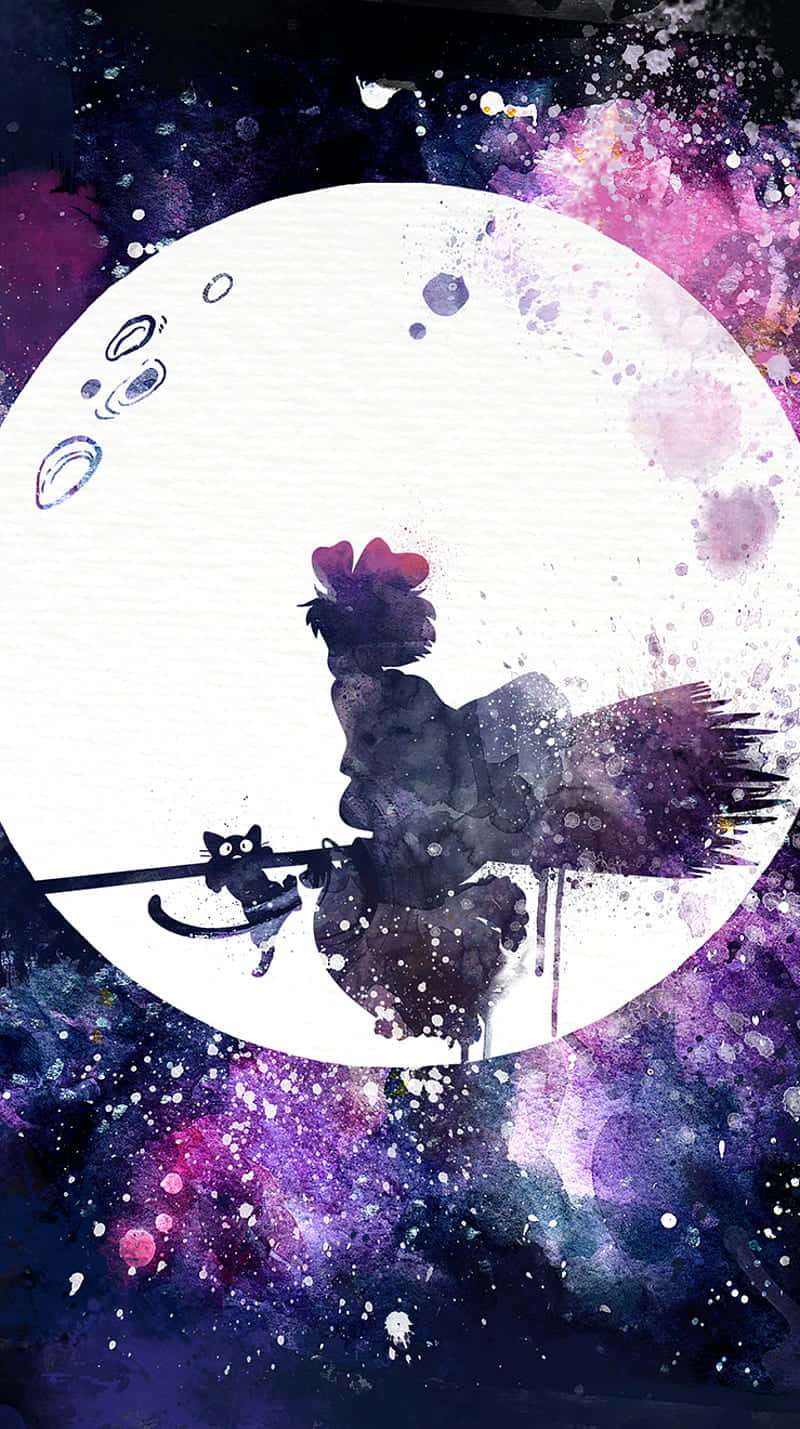 Watercolor Galaxy Studio Ghibli Phone Wallpaper