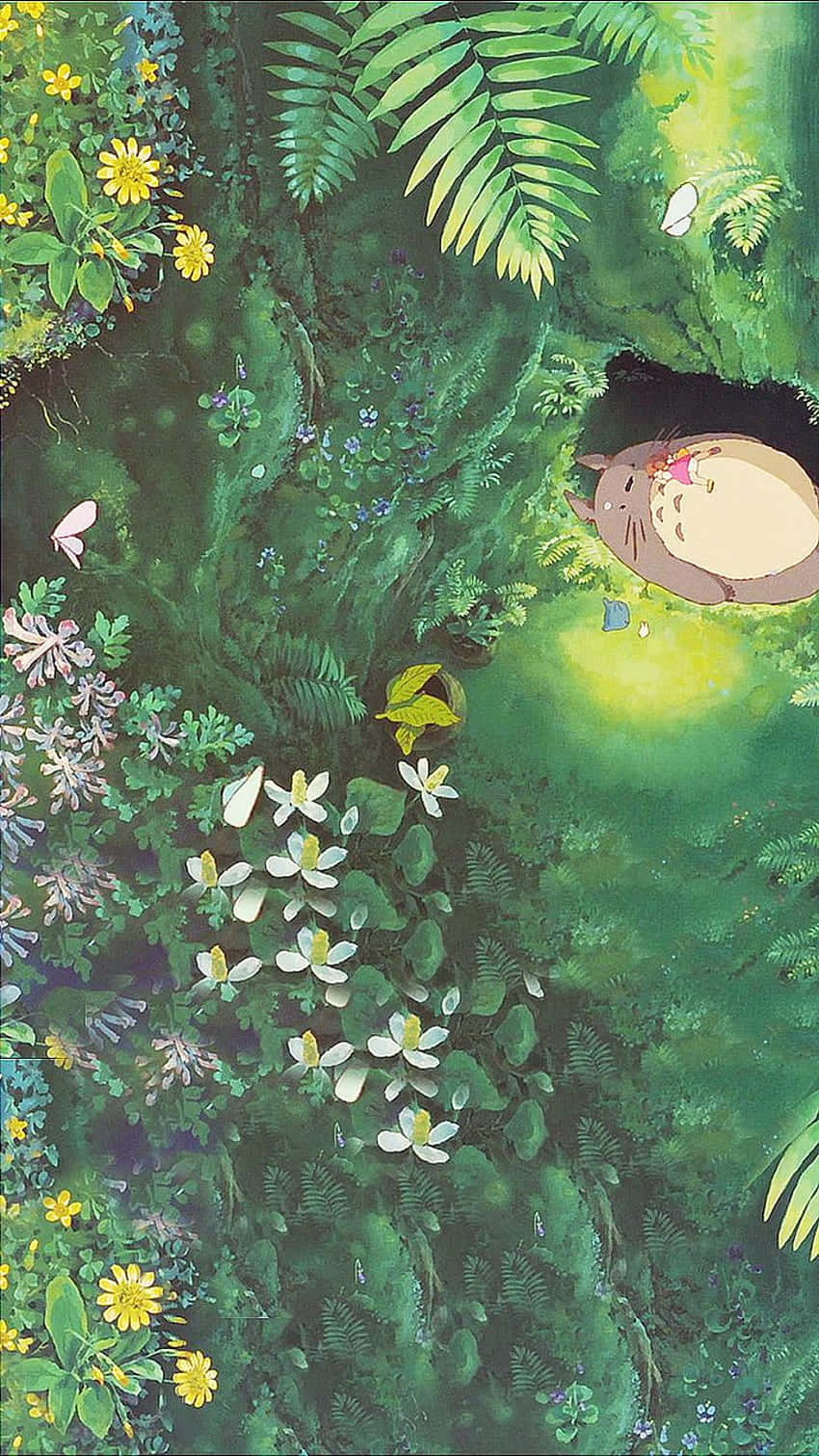 Hermosobosque Studio Ghibli Para Teléfono. Fondo de pantalla