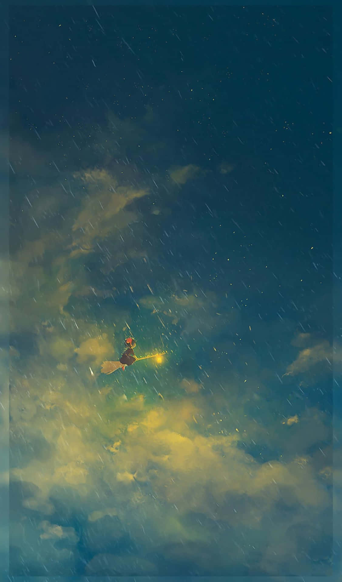 Fondode Pantalla De Flying Kiki Estudio Ghibli En El Teléfono. Fondo de pantalla