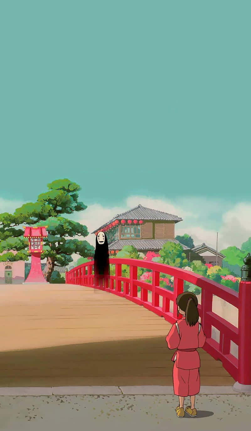 Fondode Pantalla Para Teléfono De Kaonashi Y Chihiro De Studio Ghibli. Fondo de pantalla