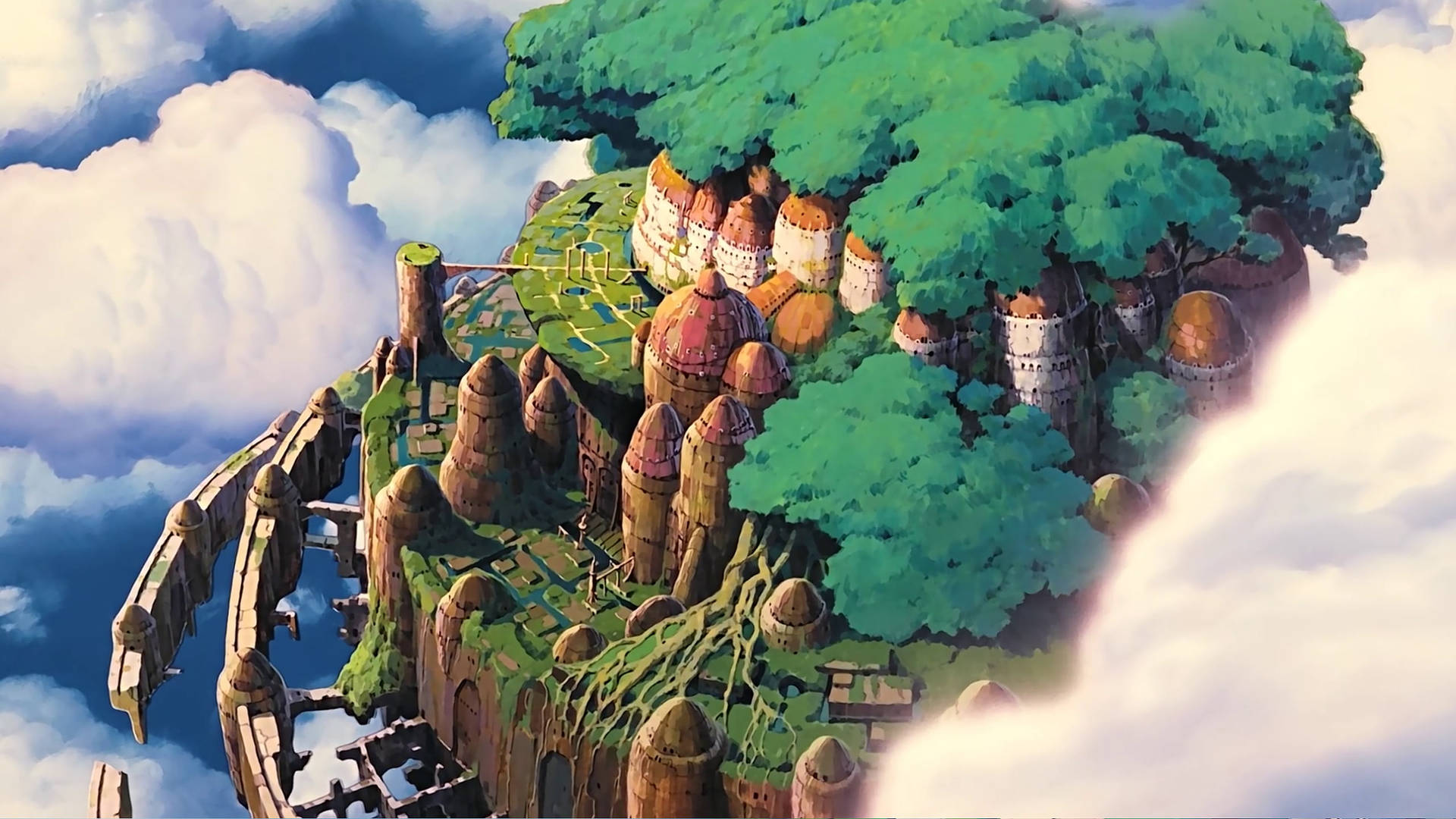 Studio Ghibli Scenery Of Floating Island Wallpaper