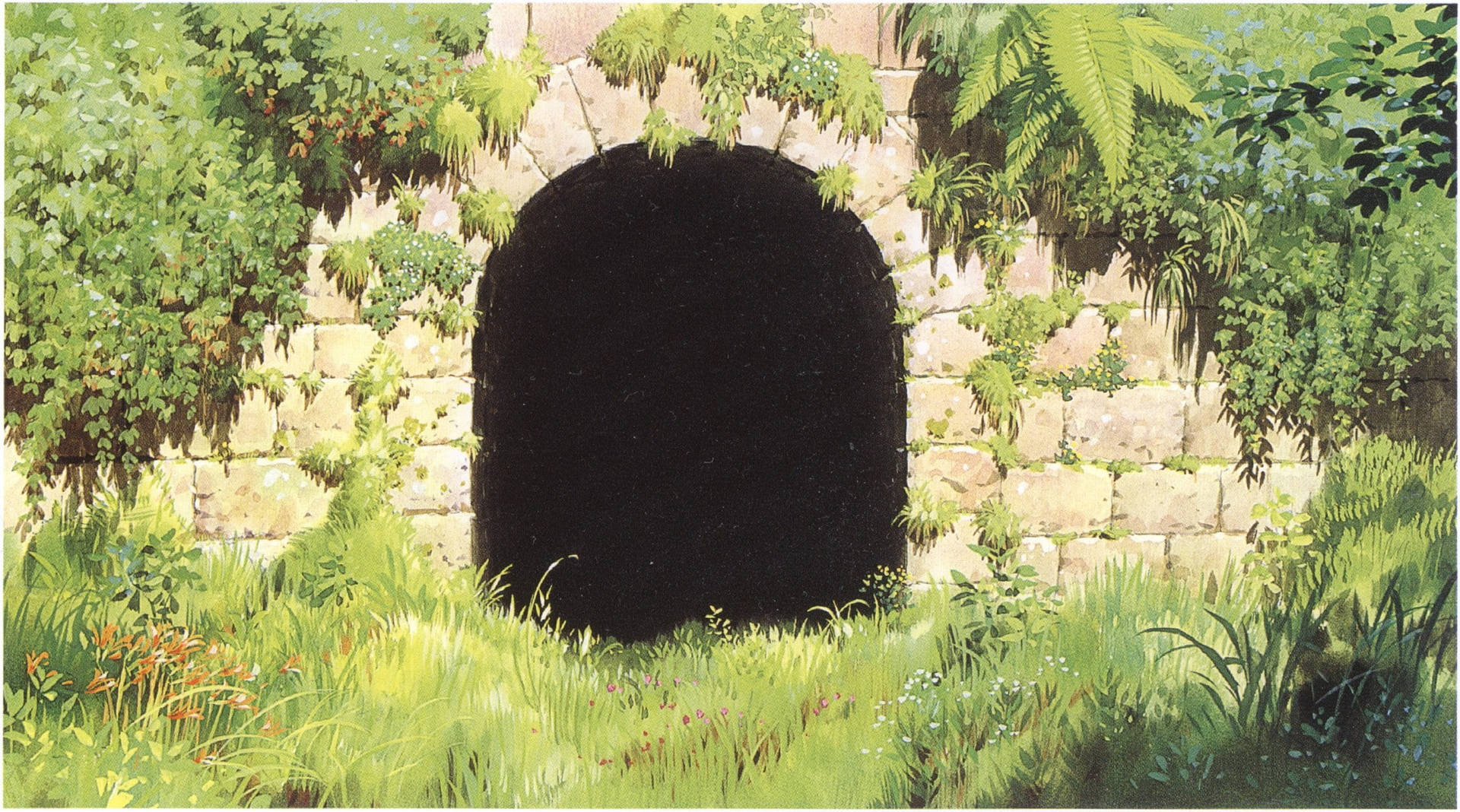 Studio Ghibli Scenery Tunnel Entrance Wallpaper