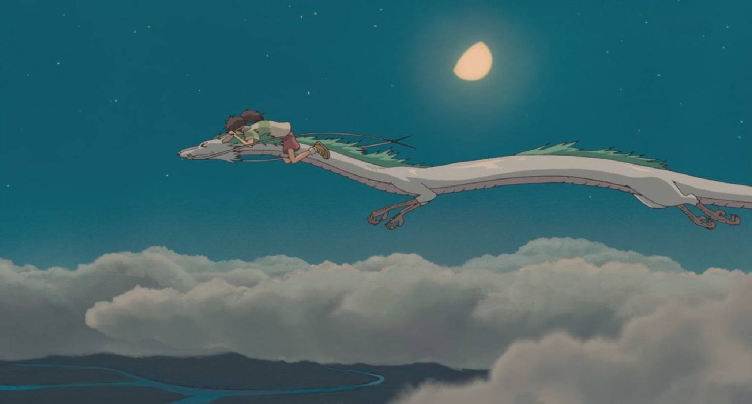 Studio Ghibli Sceneri Hvid Drage Wallpaper