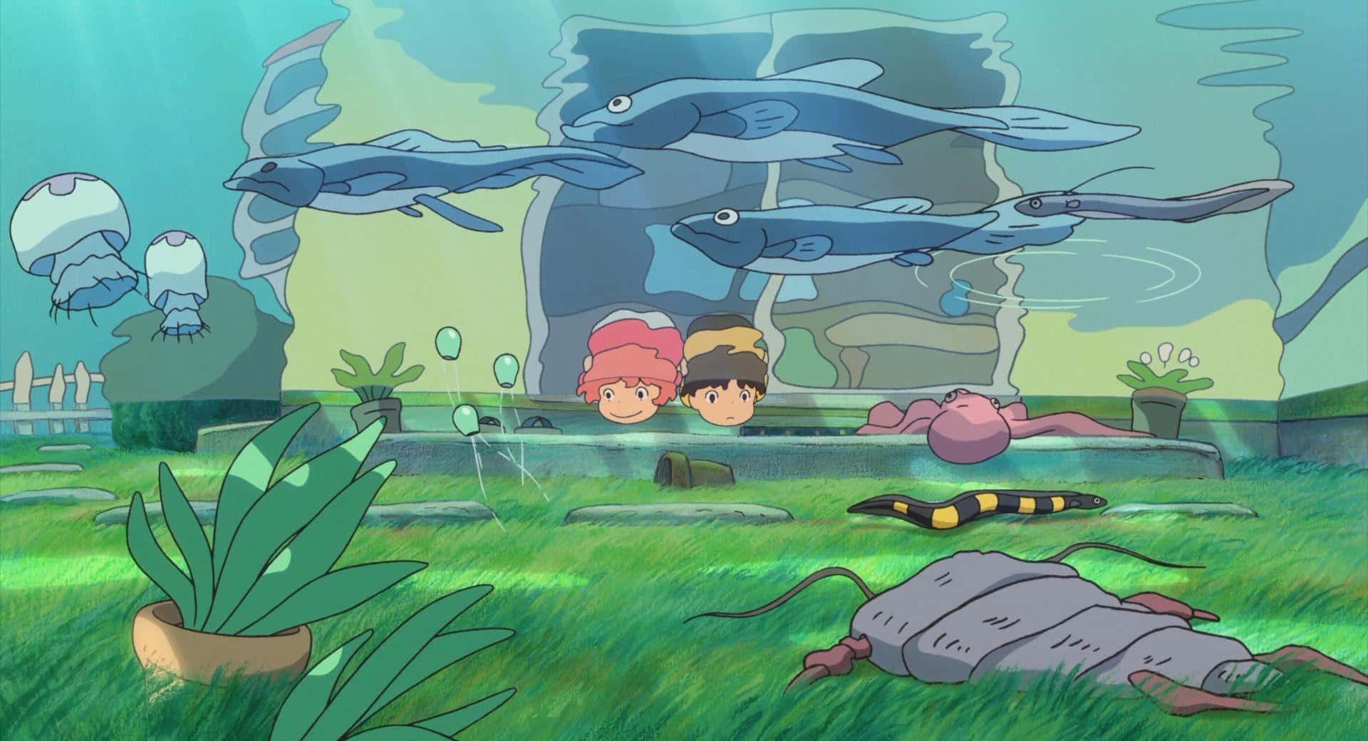 Studio Ghibli Underwater Fantasy Scene Wallpaper