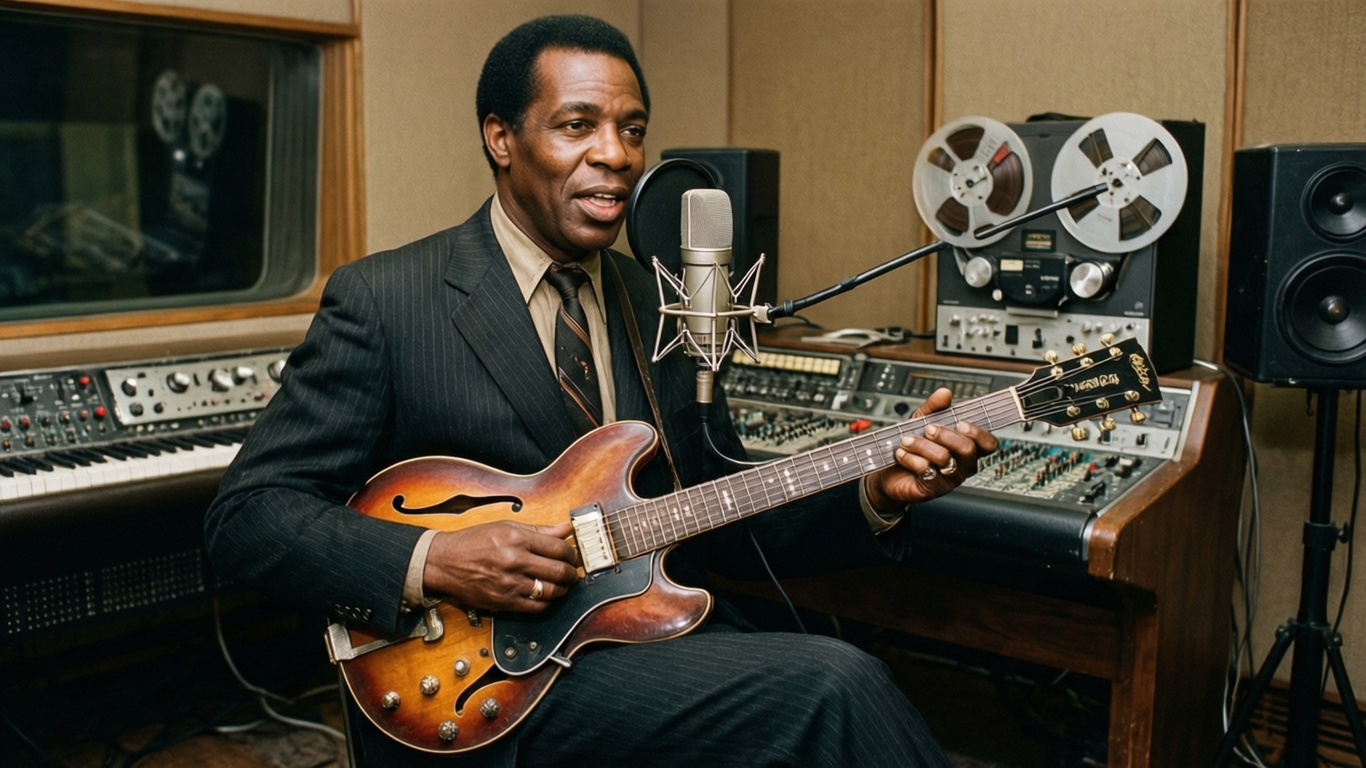 Elmore James recording in a vintage studio. — Elmore James Picture