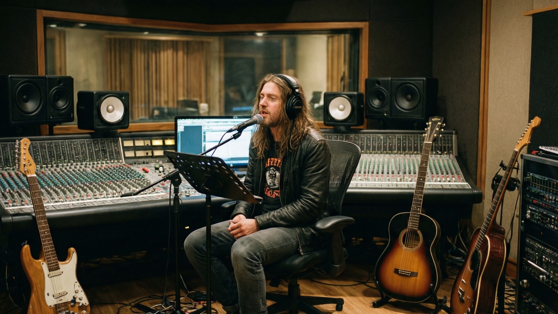 Deez Nuts band arbetar i inspelningsstudion.