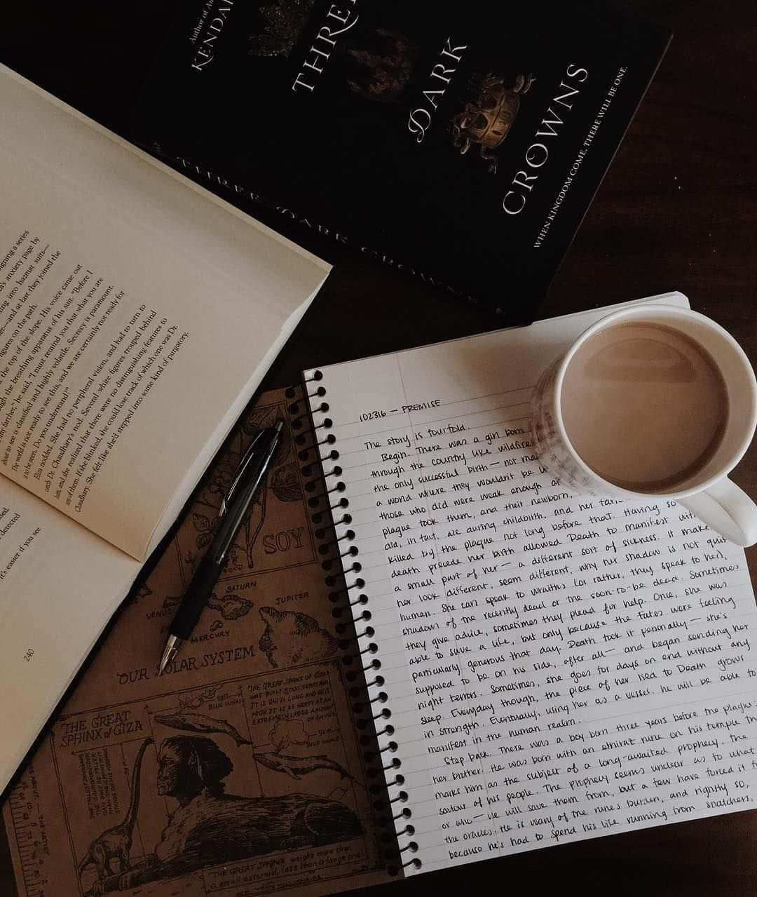 Studious_ Aesthetic_with_ Books_and_ Coffee Wallpaper
