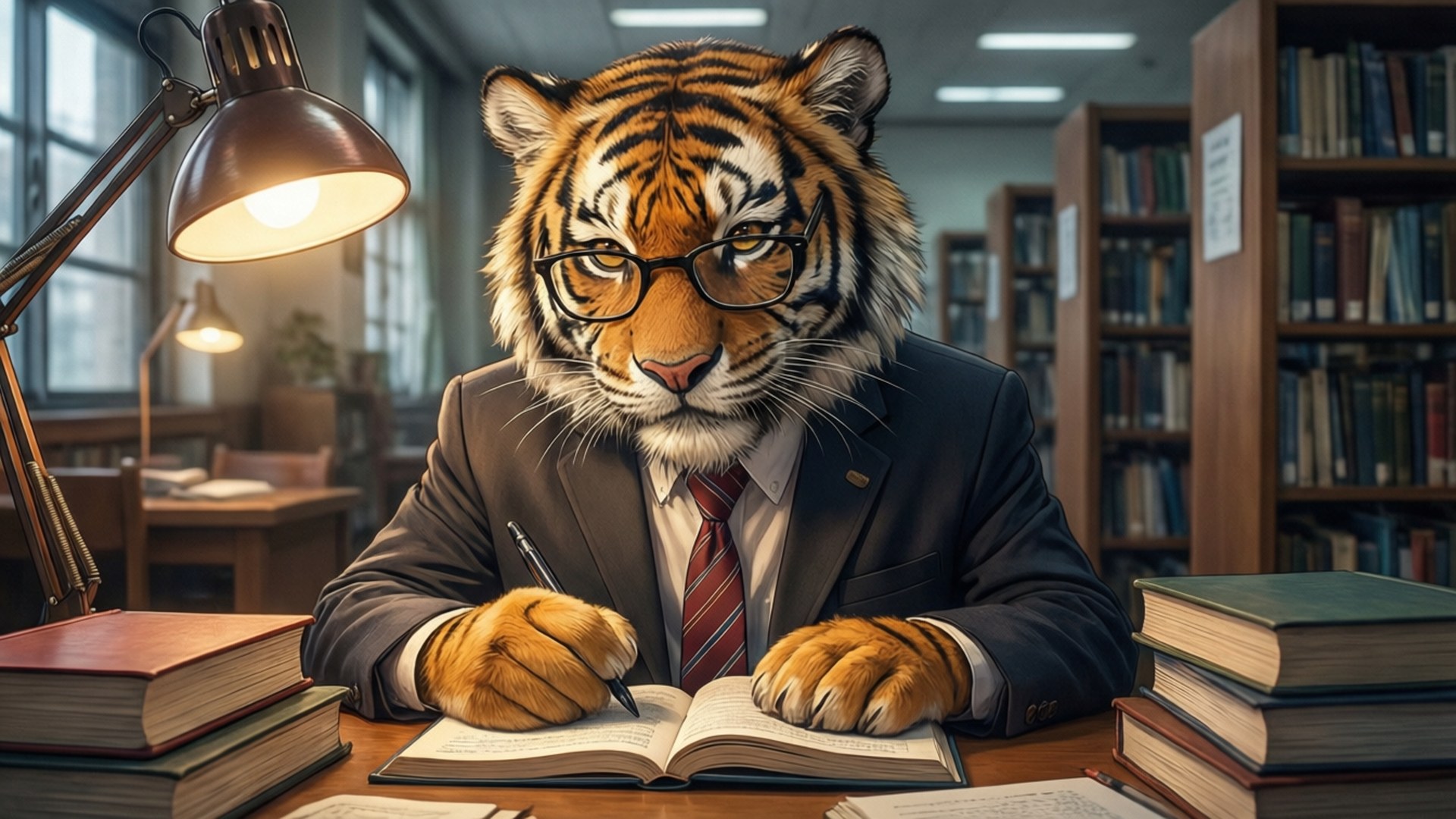 Fleißiger Tiger-Gelehrter Wallpaper
