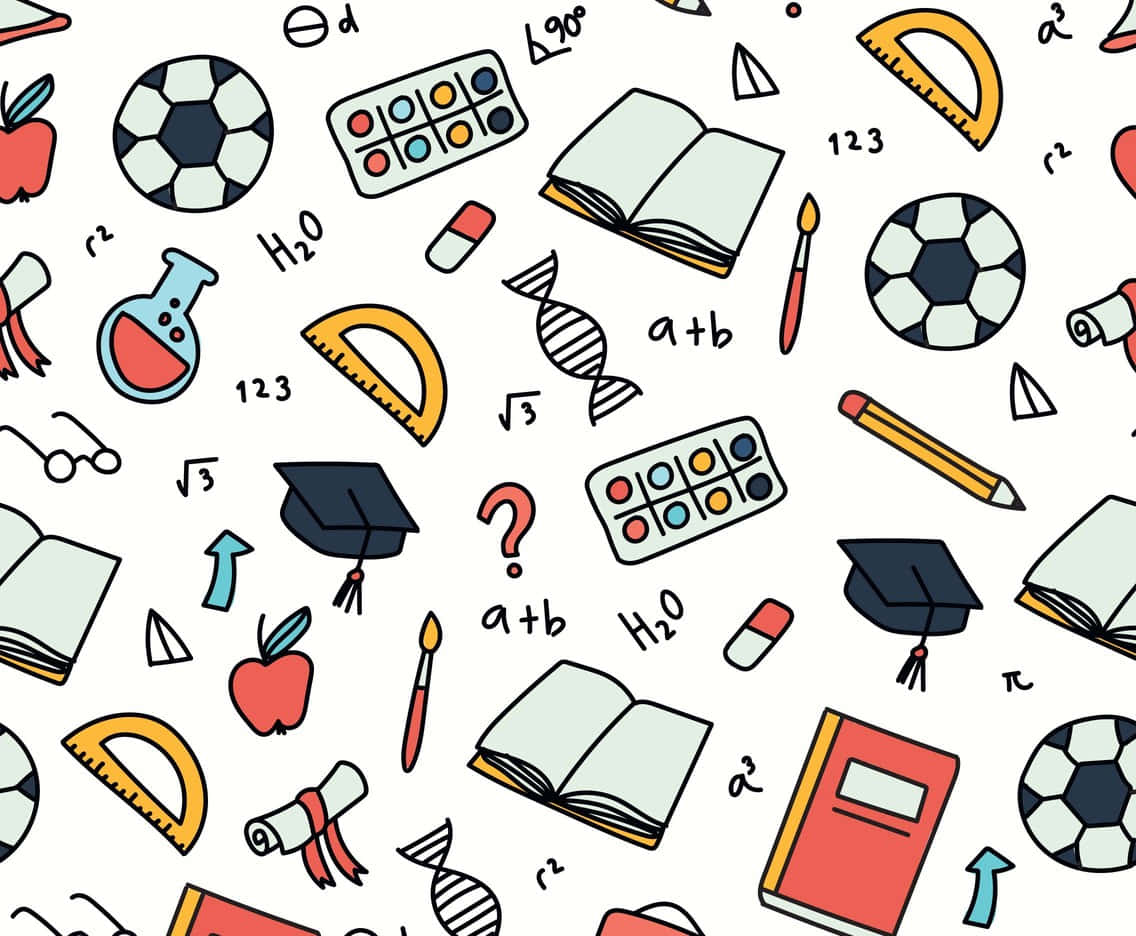 A Seamless Pattern With School Items On It