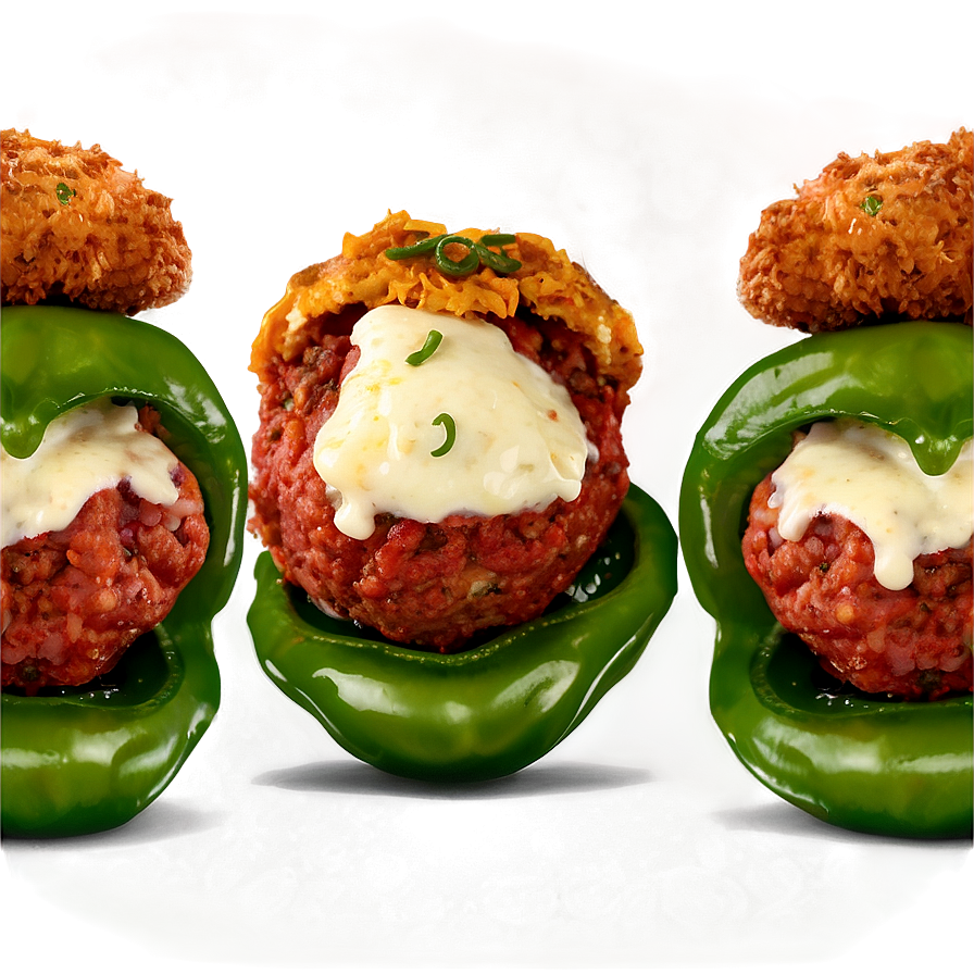 Stuffed Meatballsin Green Peppers PNG