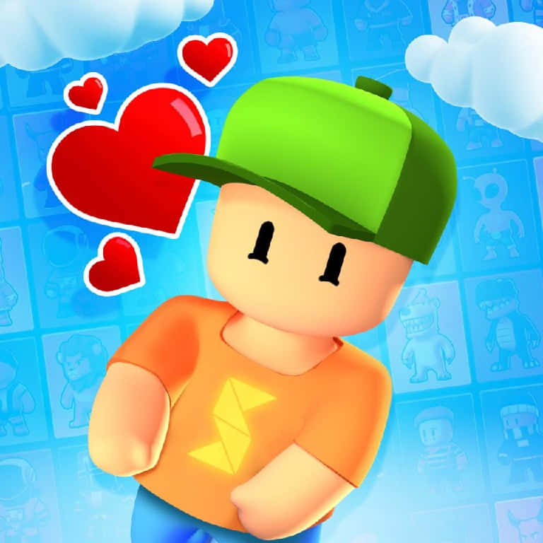 Stumble Guys Character Love Hearts Wallpaper