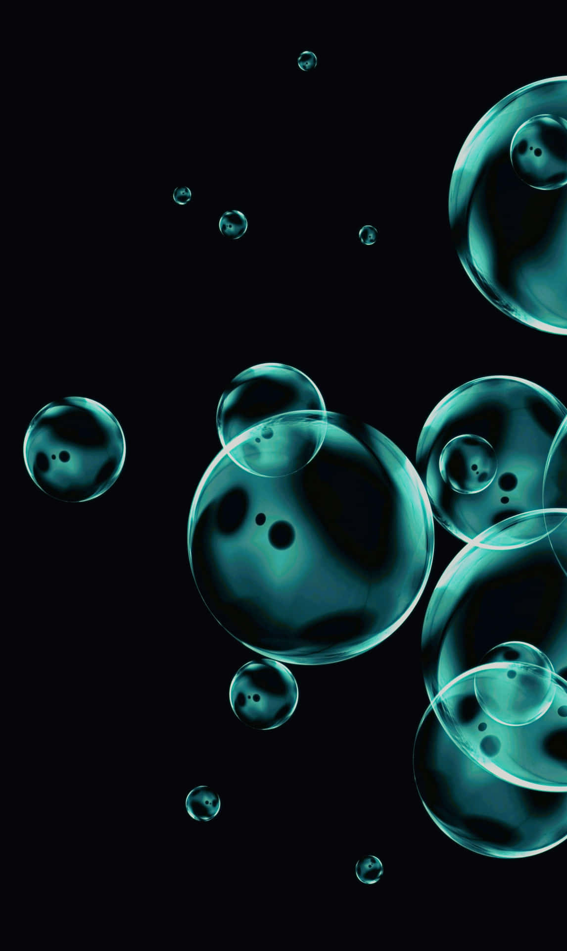 3D Amloed Black Bubbles Phone Wallpaper  091