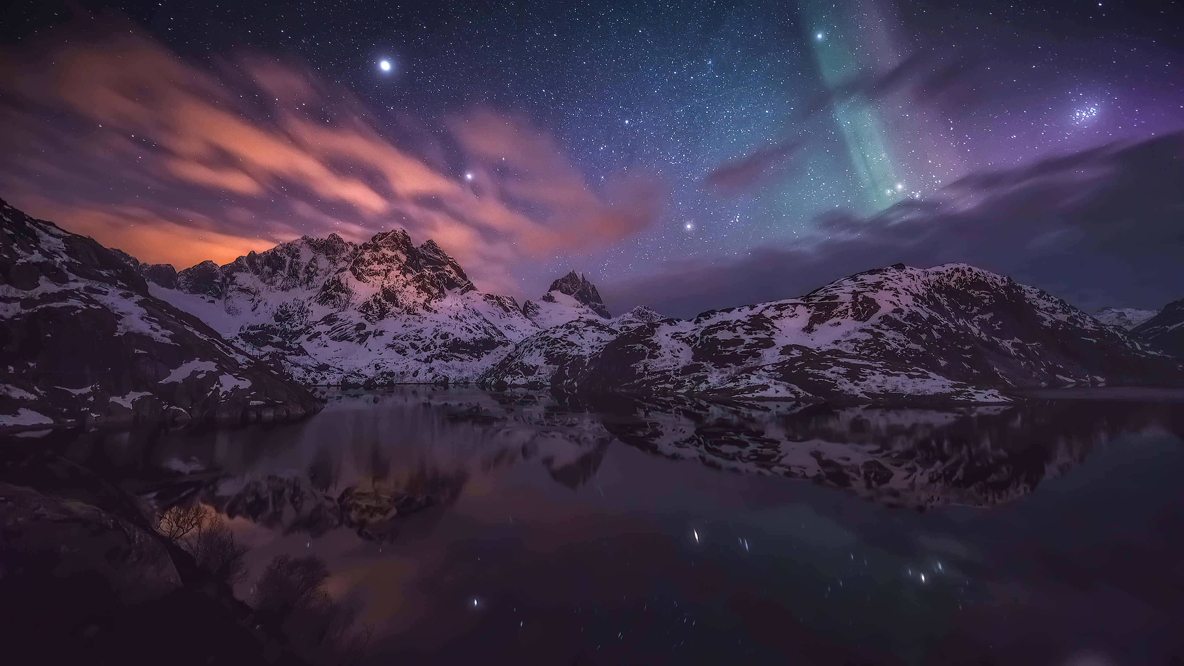 Stunning 4k Aurora Over Serene Landscape Wallpaper