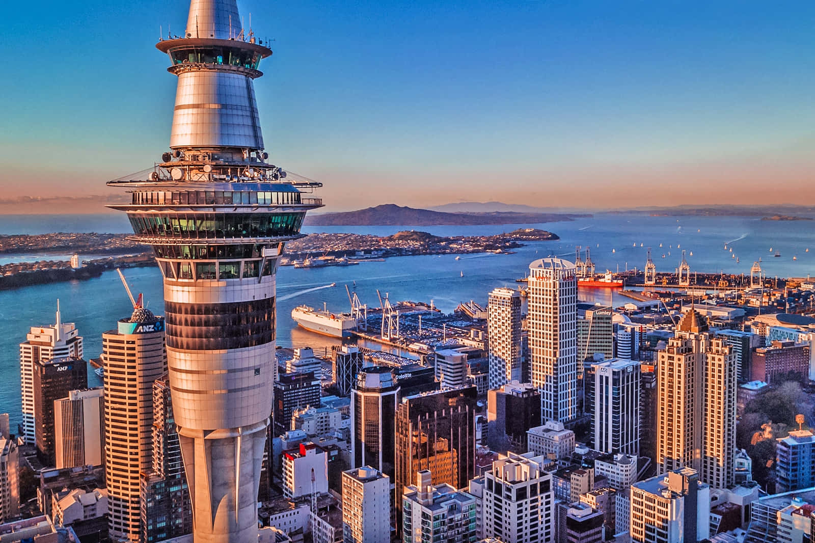 Stunning Aerial View Of Auckland Skyline Wallpaper