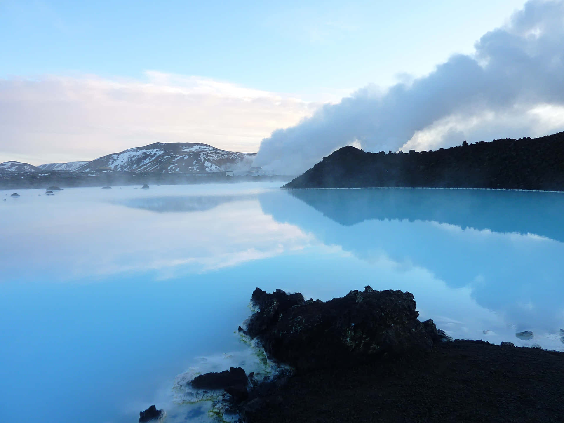 Impressionantelagoa Azul Grindavík Islândia Papel de Parede