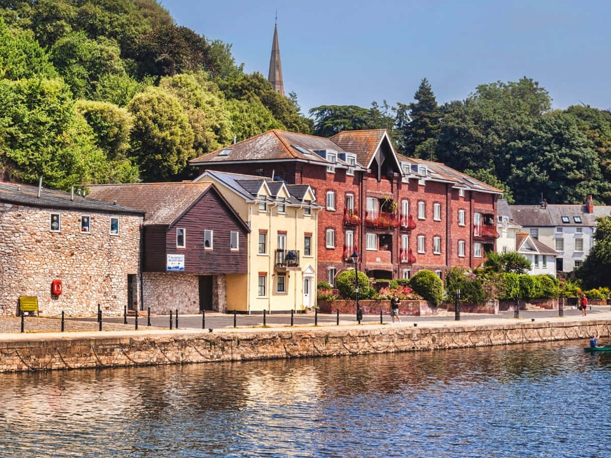 Adembenemend Kathedraal Uitzicht In Exeter Achtergrond